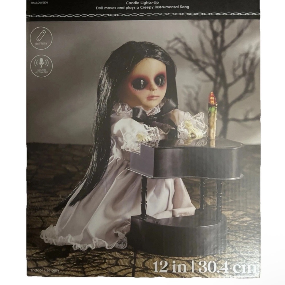 Brand New Ashland 12” Animated Halloween Piano-Playing Doll Rare Decor